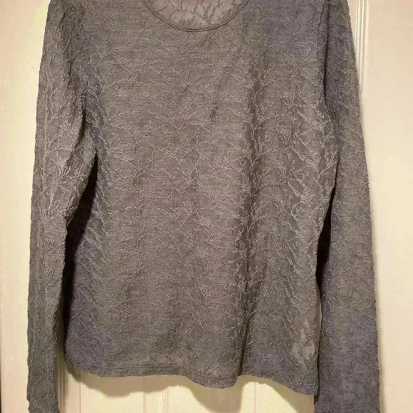 Vince Jacquard Women's Wool Blend Long Sleeve Lace Textured Sheer Gray large - Picture 9 of 9